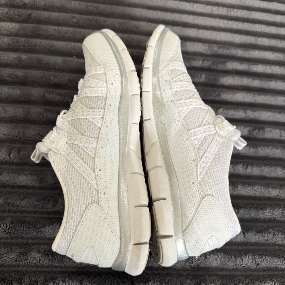 Skechers Air-Cooled Memory Foam Women's White Slip-On Walking Sneakers - Picture 8 of 11
